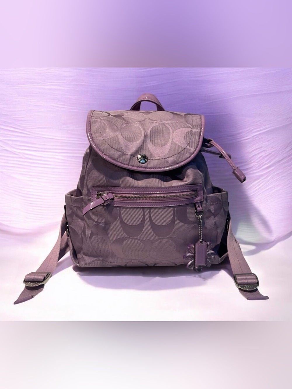 Coach Lavender Signature Canvas Backpack